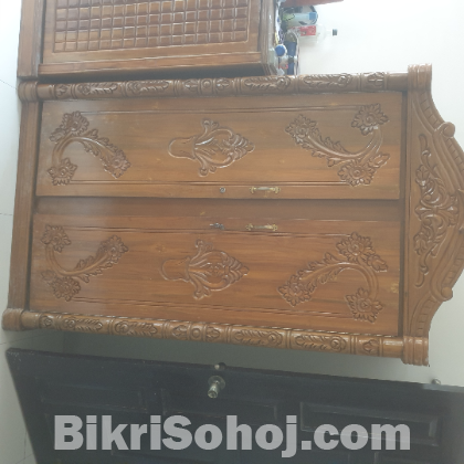 সেগুন কাঠের আলমারি এবং ড্রেসিং টেবিল